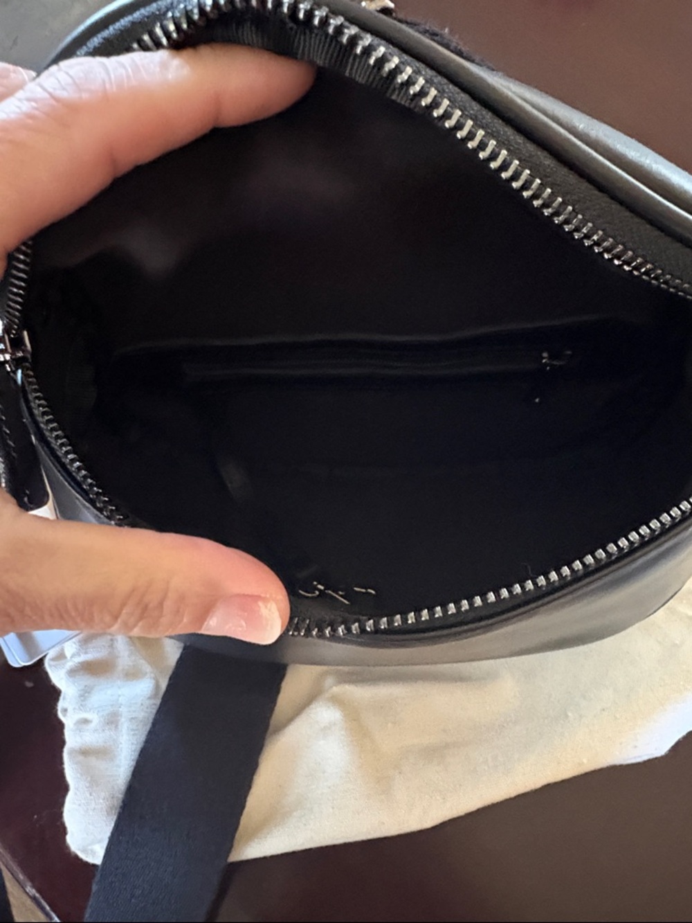 Andar Black Leather Crossbody Belt Bag - Picture 3 of 5